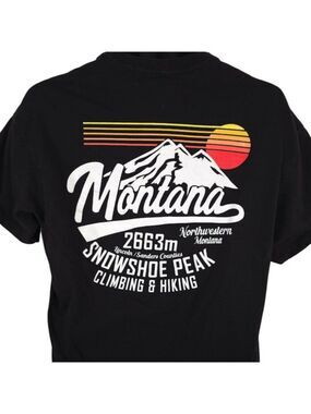 Snowshoe Peak T Shirt Mens Size Large Black Montana Climbing Hiking Travel Tee